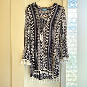 Blue Island Zigzag Navy and Cream Tunic